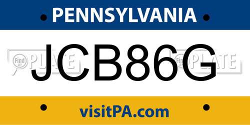 JCB86G Pennsylvania License Plate