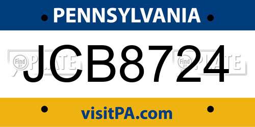 JCB8724 Pennsylvania License Plate