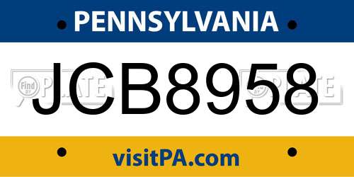 JCB8958 Pennsylvania License Plate