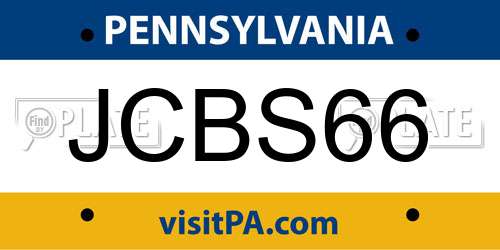 JCBS66 Pennsylvania License Plate
