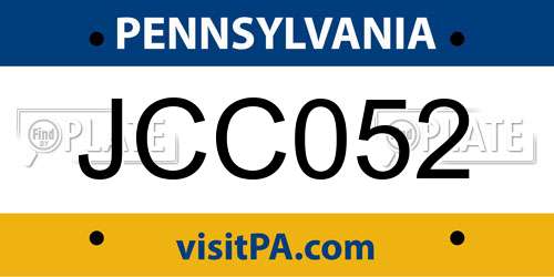JCC052 Pennsylvania License Plate