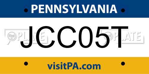 JCC05T Pennsylvania License Plate