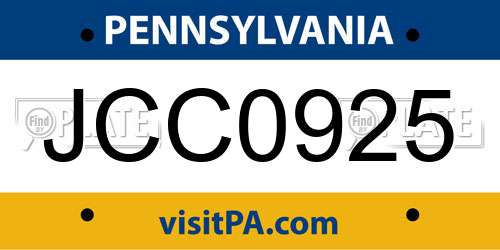 JCC0925 Pennsylvania License Plate