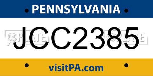 JCC2385 Pennsylvania License Plate