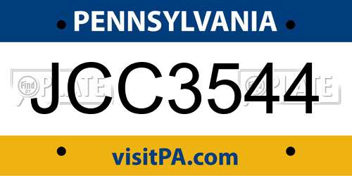 JCC3544 Pennsylvania License Plate