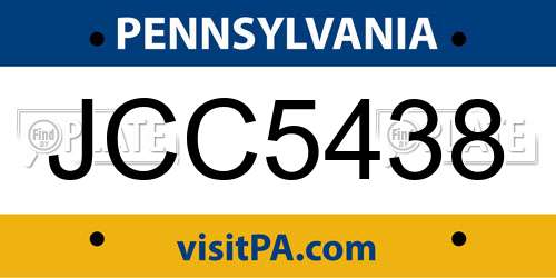 JCC5438 Pennsylvania License Plate
