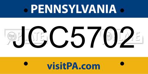 JCC5702 Pennsylvania License Plate