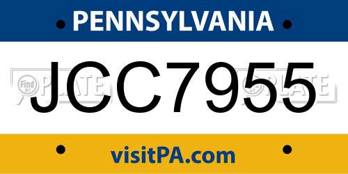 JCC7955 Pennsylvania License Plate