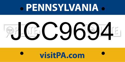 JCC9694 Pennsylvania License Plate