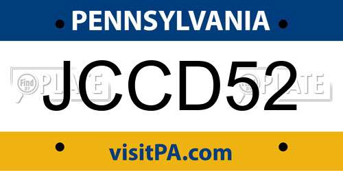 JCCD52 Pennsylvania License Plate
