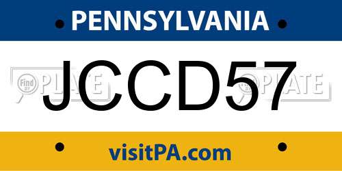 JCCD57 Pennsylvania License Plate
