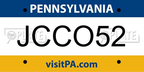 JCCO52 Pennsylvania License Plate