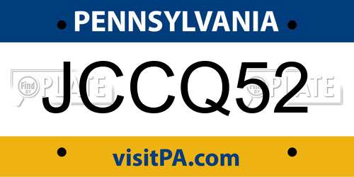 JCCQ52 Pennsylvania License Plate