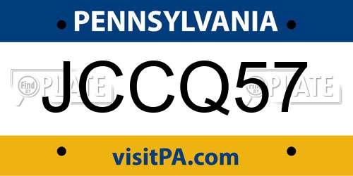 JCCQ57 Pennsylvania License Plate