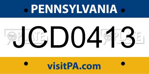 JCD0413 Pennsylvania License Plate