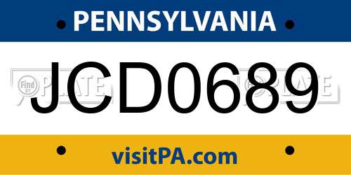 JCD0689 Pennsylvania License Plate