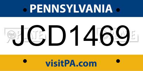 JCD1469 Pennsylvania License Plate