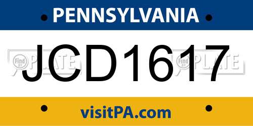 JCD1617 Pennsylvania License Plate