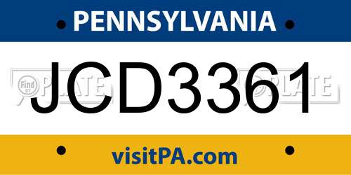 JCD3361 Pennsylvania License Plate