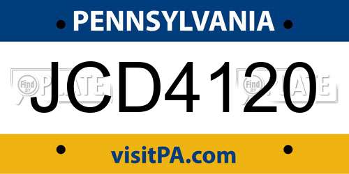 JCD4120 Pennsylvania License Plate
