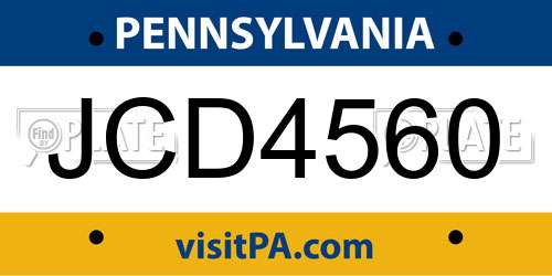 JCD4560 Pennsylvania License Plate
