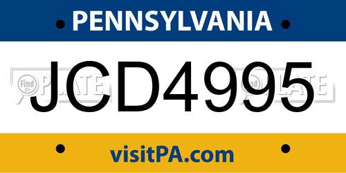 JCD4995 Pennsylvania License Plate