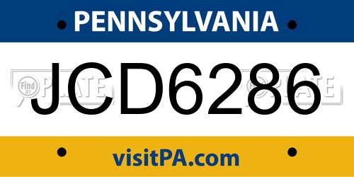 JCD6286 Pennsylvania License Plate