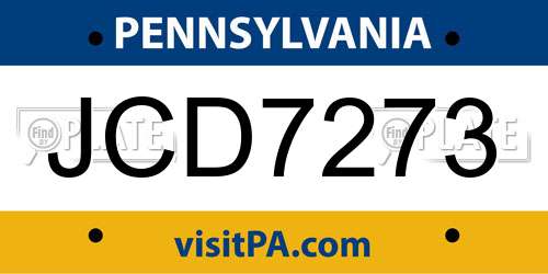 JCD7273 Pennsylvania License Plate