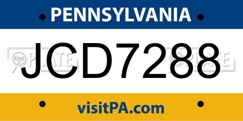 JCD7288 Pennsylvania License Plate