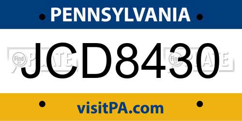 JCD8430 Pennsylvania License Plate