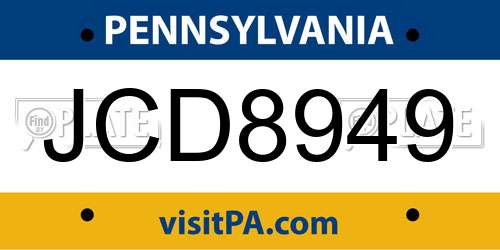 JCD8949 Pennsylvania License Plate