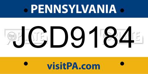 JCD9184 Pennsylvania License Plate