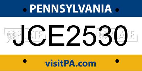 JCE2530 Pennsylvania License Plate