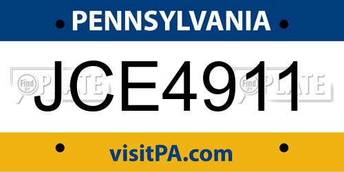 JCE4911 Pennsylvania License Plate