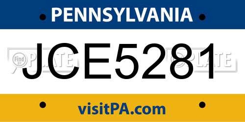 JCE5281 Pennsylvania License Plate