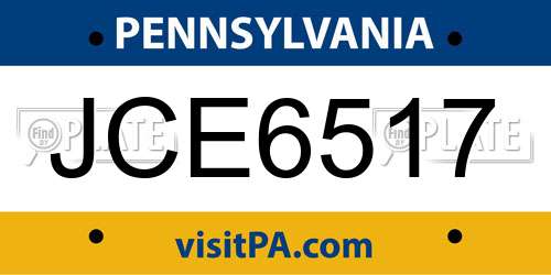 JCE6517 Pennsylvania License Plate