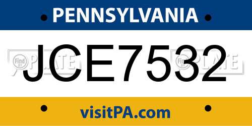 JCE7532 Pennsylvania License Plate