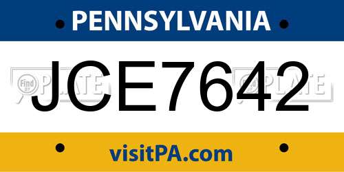JCE7642 Pennsylvania License Plate