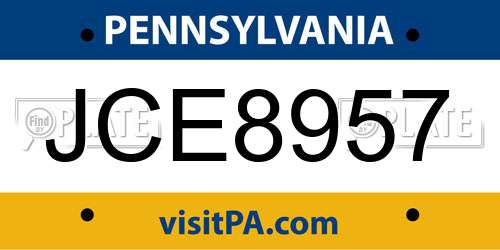 JCE8957 Pennsylvania License Plate