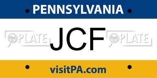 JCF Pennsylvania License Plate