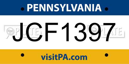 JCF1397 Pennsylvania License Plate