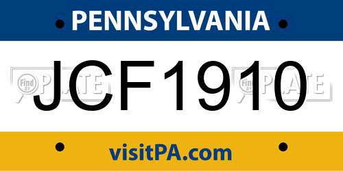 JCF1910 Pennsylvania License Plate