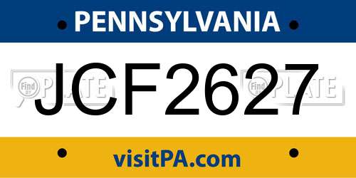 JCF2627 Pennsylvania License Plate