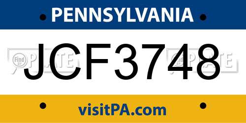 JCF3748 Pennsylvania License Plate