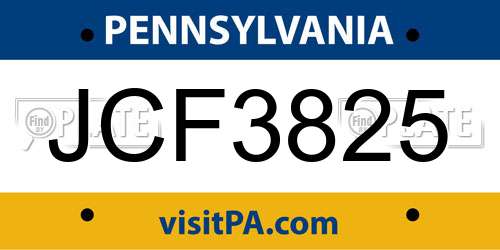 JCF3825 Pennsylvania License Plate