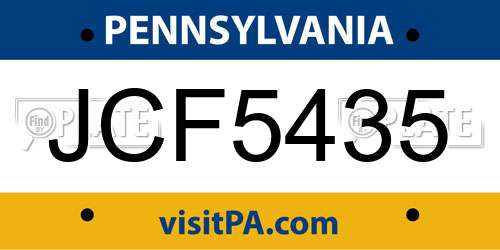 JCF5435 Pennsylvania License Plate