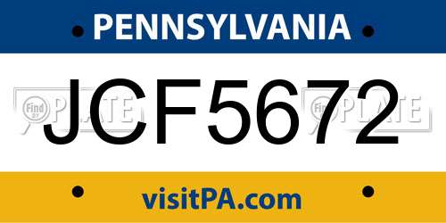JCF5672 Pennsylvania License Plate