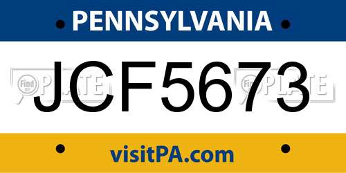 JCF5673 Pennsylvania License Plate