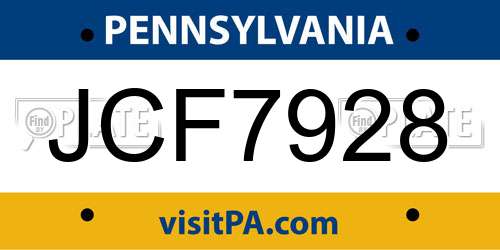 JCF7928 Pennsylvania License Plate