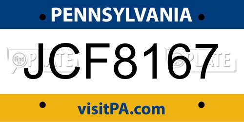 JCF8167 Pennsylvania License Plate
